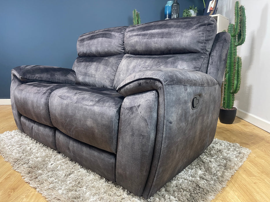 Radley 2 Seater Sofa Manual Recliner Decent Charcoal Fabric (WA2)