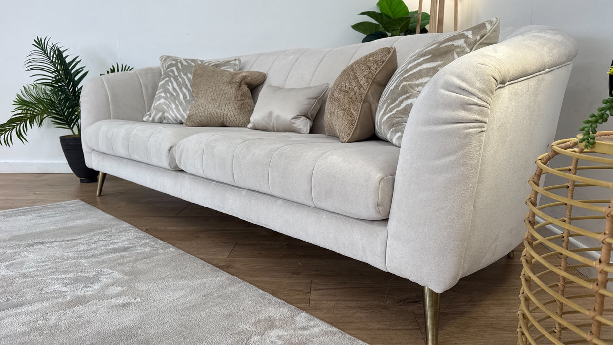 Sofology The Opulent 4 Seater Fabric Sofa in Manolo Ecru Luxe Mix