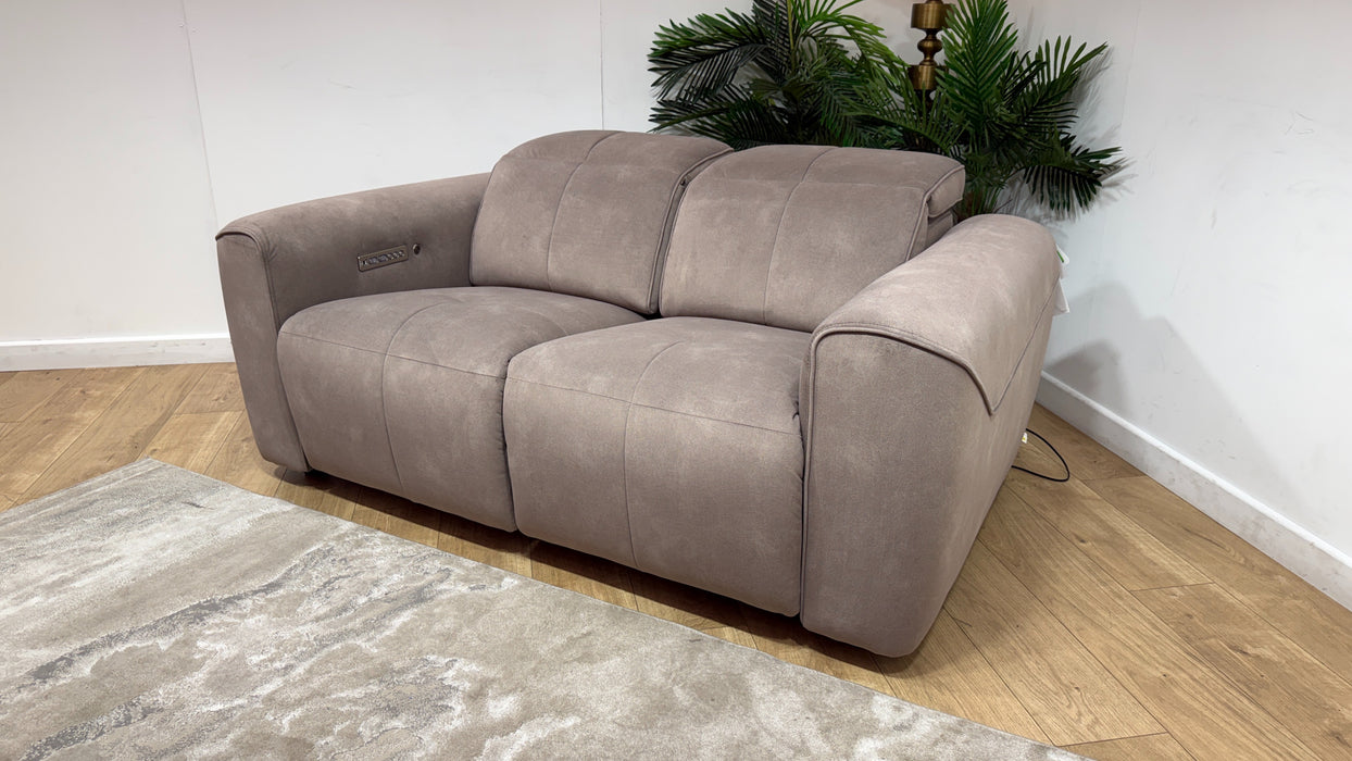 Sofology Riviera Fabric 2 Seater Power Recliner/Headrest Heated Seats in Lifestyle Flecked Nutmeg