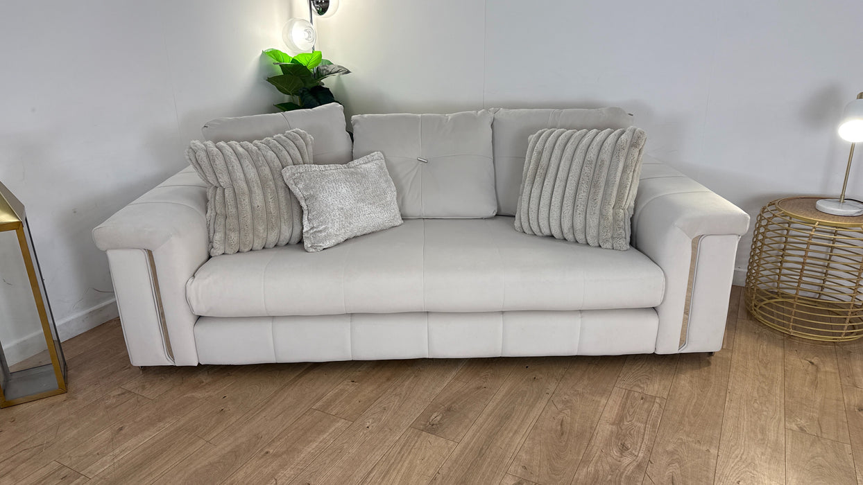 Sofology The Oscar 3 Seater Fabric Sofa in Super Matt Velvet Ecru Mix