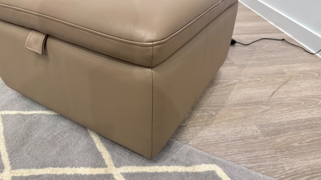 Sofology Riviera Leather Designer Storage Footstool in Trusty Embossed Mushroom