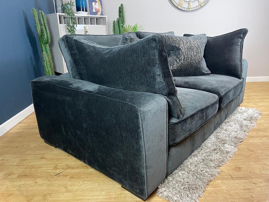 Laurent Fabric 2 Seater - Luxury Deep Pile Chenille Slate Mix - Foam Seats (WA2)