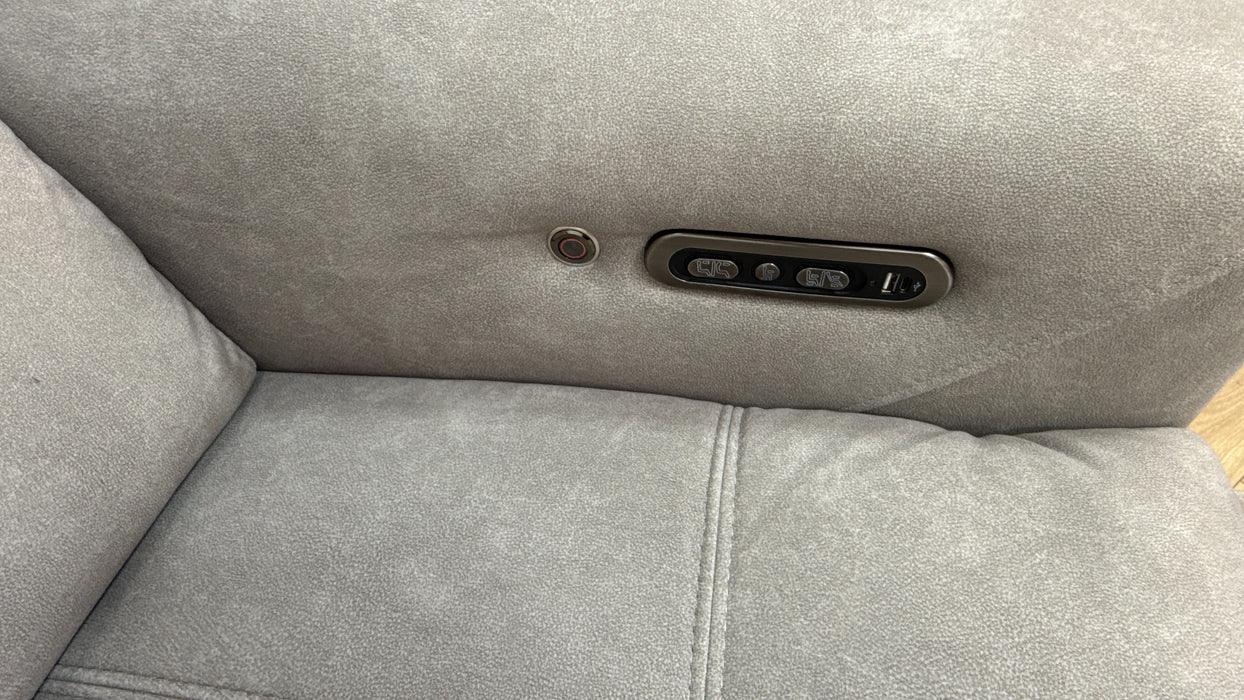 Sofology Marvella Fabric 3 Seater Power Recliner/Headrest Heated Seats in Lifestyle Flecked Stone