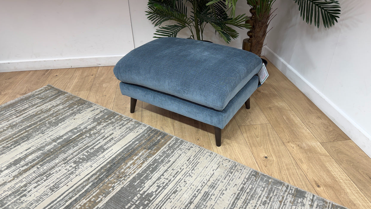 Sofology Adler Fabric Designer Footstool in Casual Chenille Denim