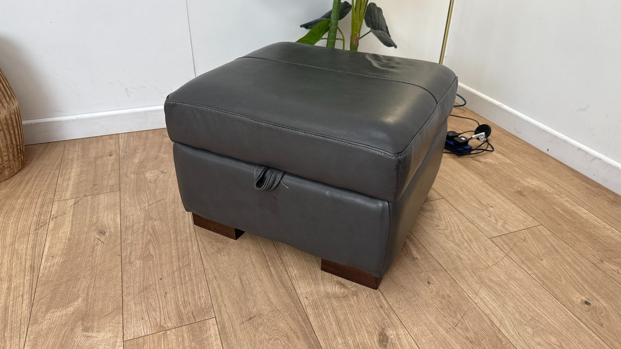 Sofology Cordelia Leather Storage Footstool in Dakota Pewter