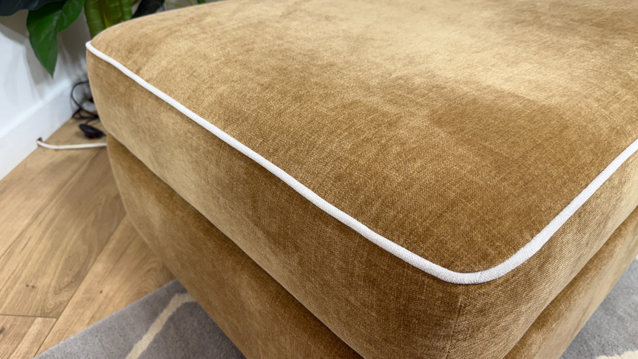 Sofology Remy Fabric Large Storage Footstool in Soft Chenille Almond With Natural Contrast Piping