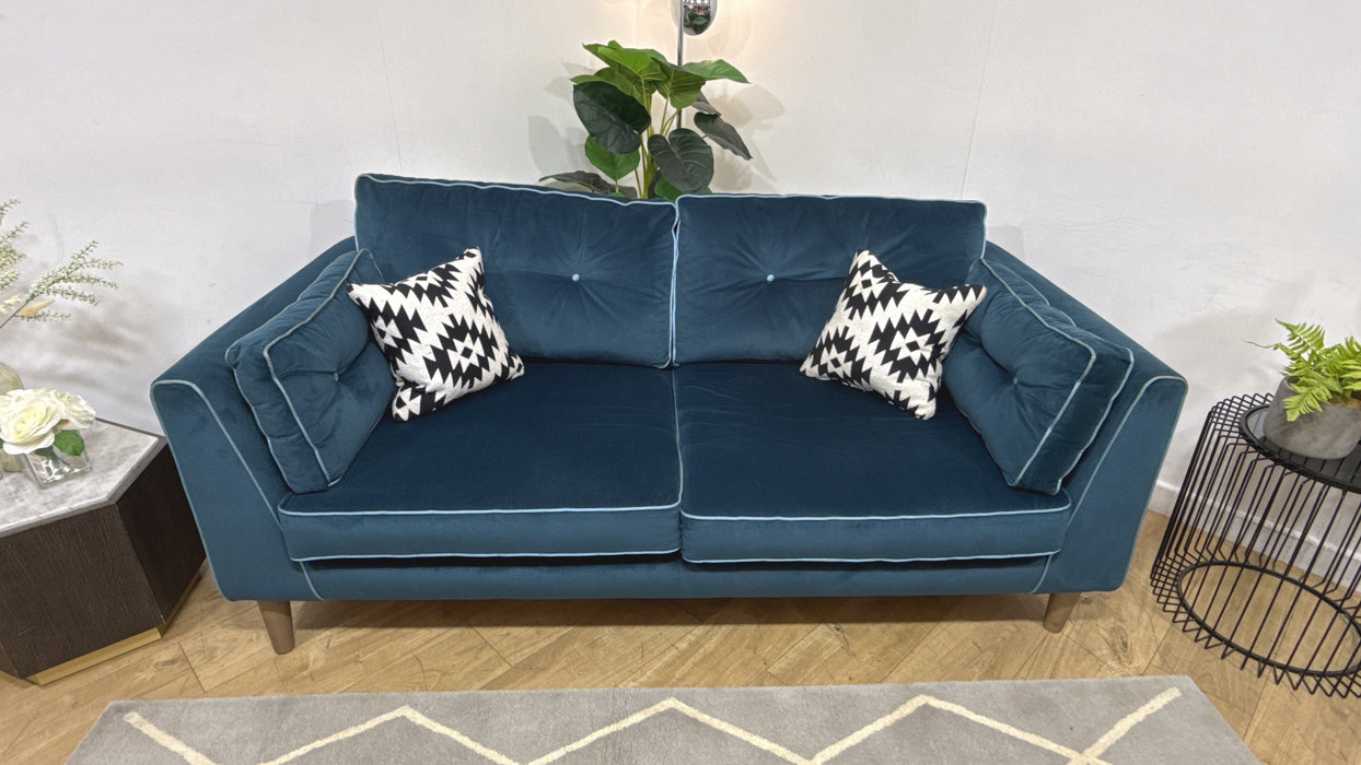 Sofology Cricket Fabric 3 Seater in Teal Velvet Mix