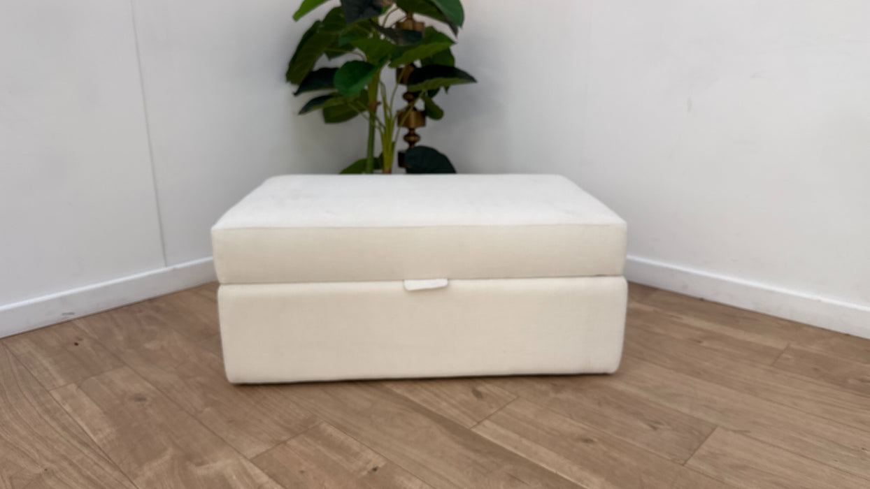 Sofology Cove Fabric Large Storage Footstool in Soft Chenille Ivory