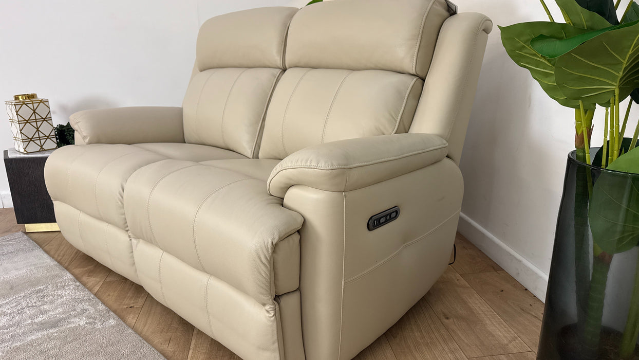 Sofology Gracie Leather 2 Seater Power Recliner/Headrest in Trusty Sheen Bone China