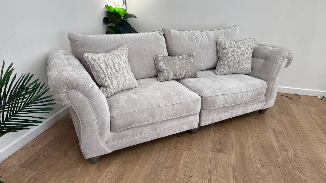 Sofology Highgrove Fabric 4 Seater Split Full Back Feather Flex in Luxe Chenille Oyster