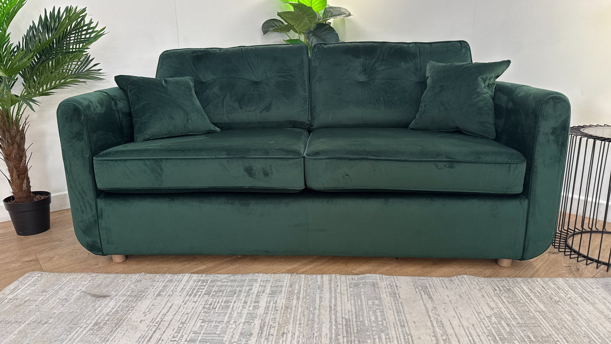 Sofology Islington Fabric 3 Seater Hypnos Deluxe Sofa Bed in Sleek Green