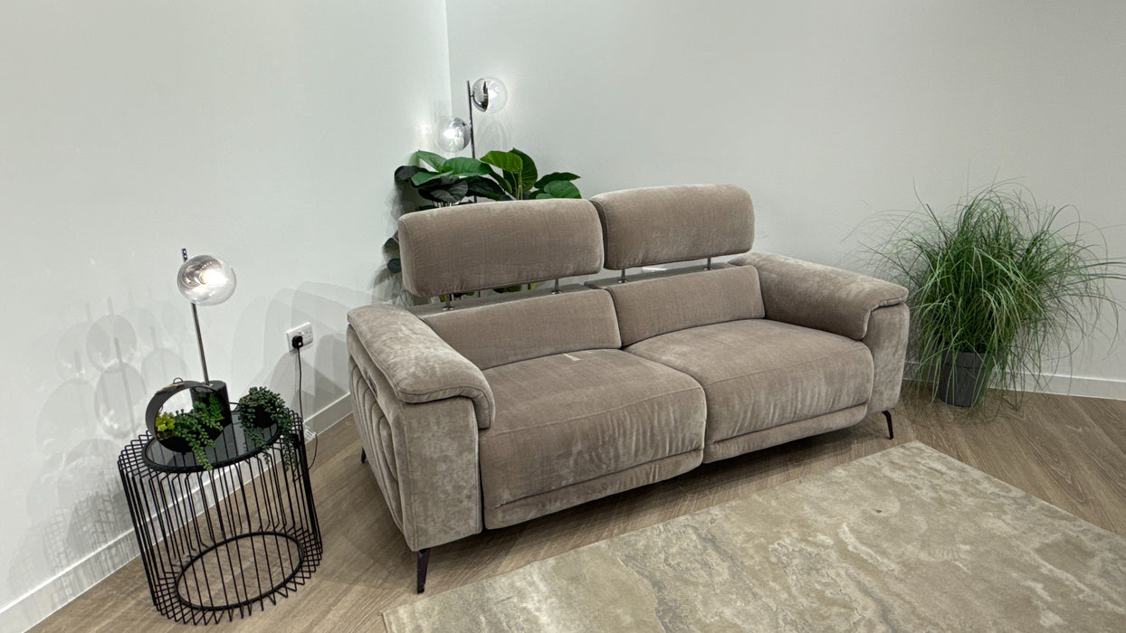Sofology Fratelli Fabric 2.5 Seater Power Recliner/Headrest in Relaxed Chenille Nutmeg