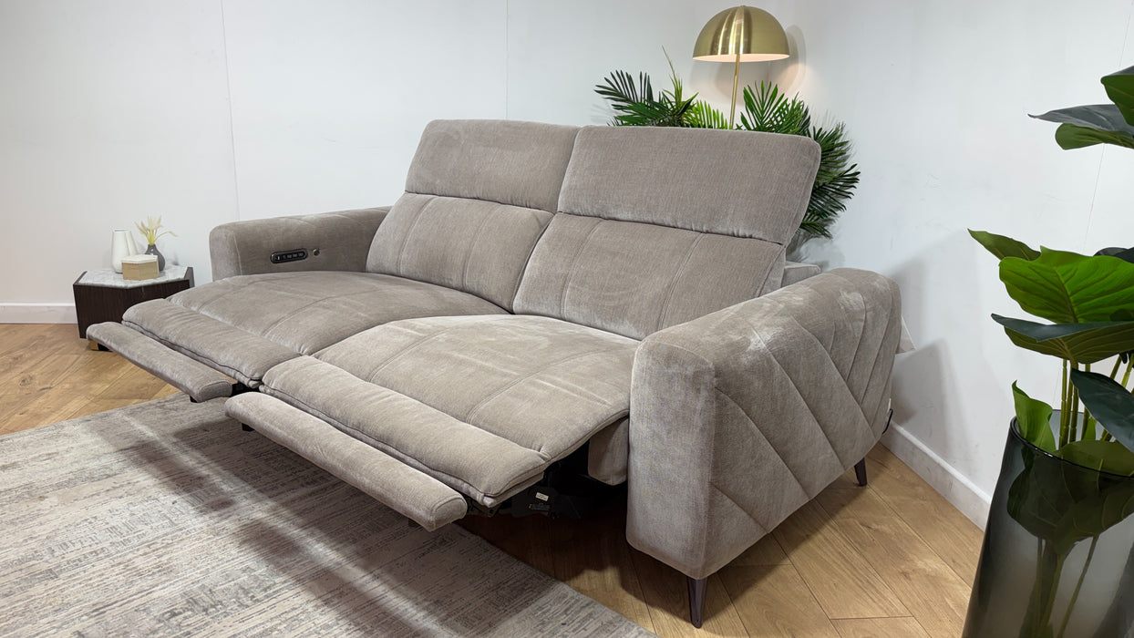 Sofology Allure Fabric 2.5 Seater Power Recliner/Headrest Heated Seats Lumbar Support in Relaxed Chenille Nutmeg