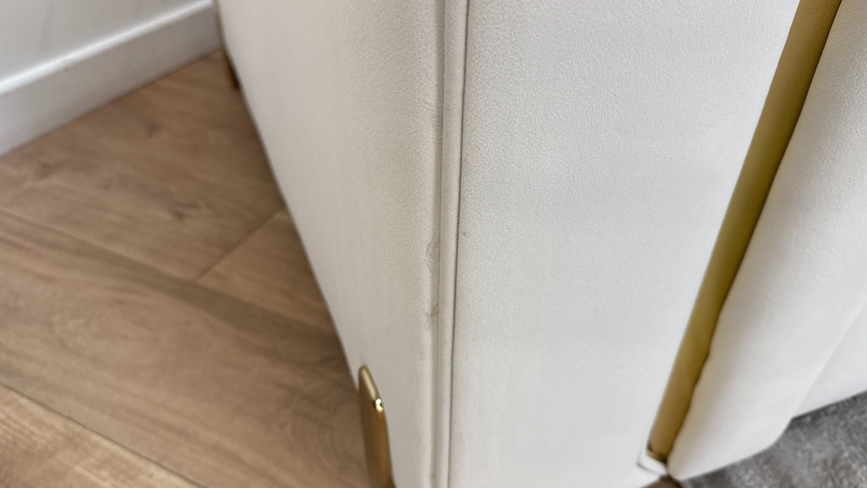 Sofology The Oscar Fabric 4 Seater Gold Trim in Super Matt Velvet Ecru Mix