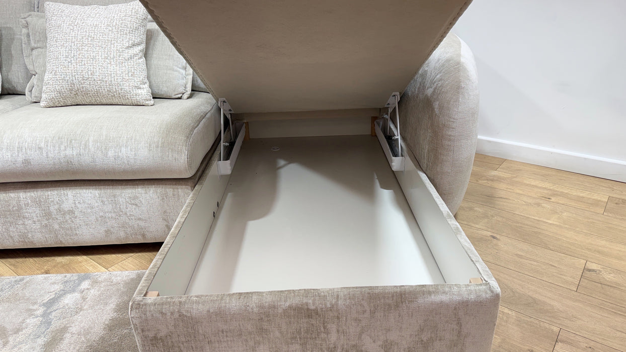 Sofology Portobello Fabric 3 Seater Chaise Storage Sprung Seats in Luxury Chenille Mist Mix