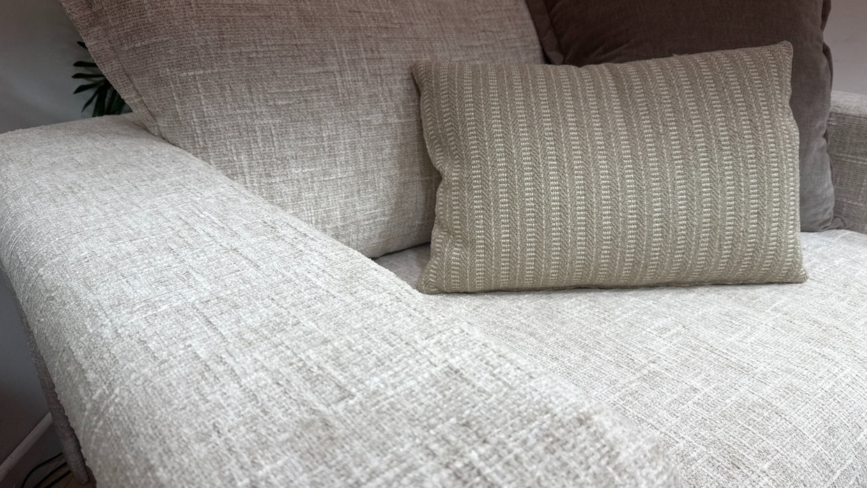 Sofology Cove Fabric Loveseat Light Wood Panel in Artisan Chenille Ecru Mix