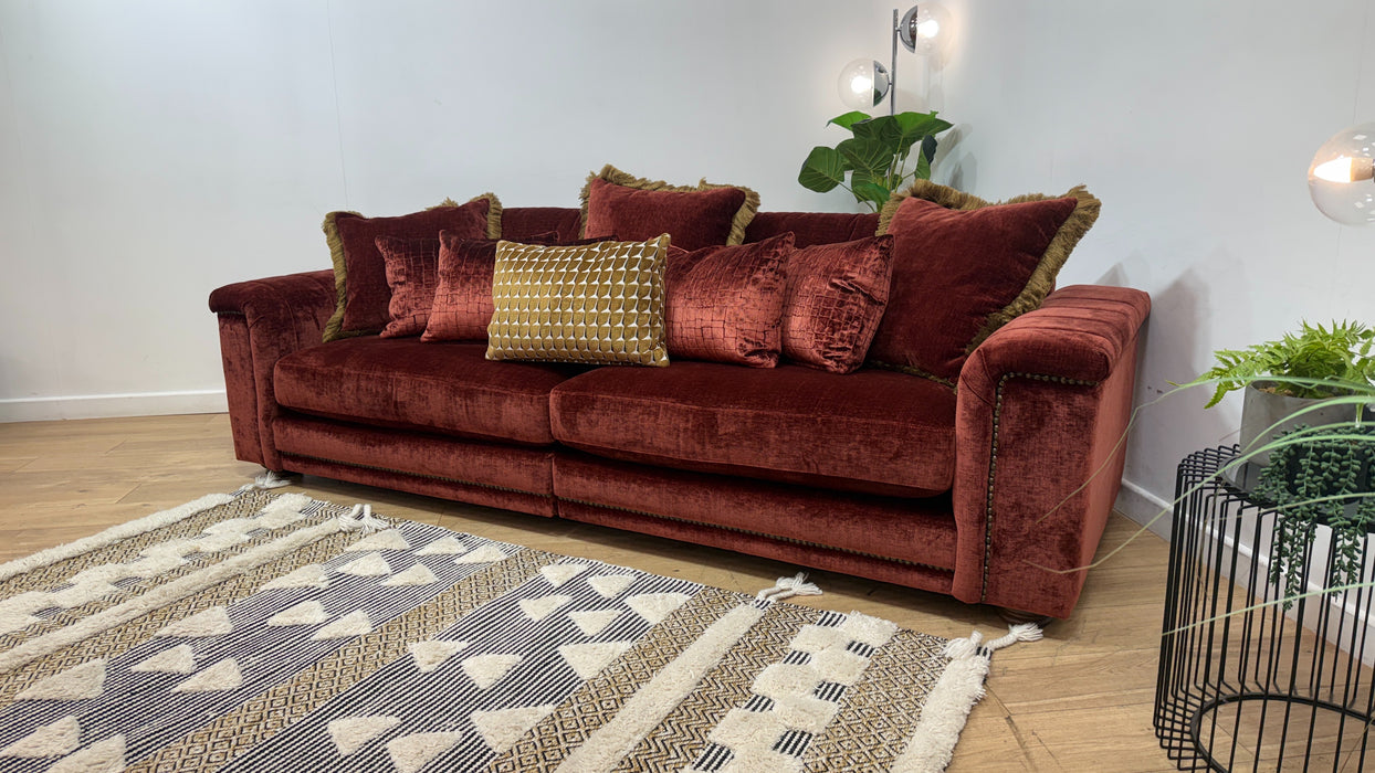 Sofology Regency Fabric 4 Seater Split Foam Seats in Luxe Chenille Burgundy Mix