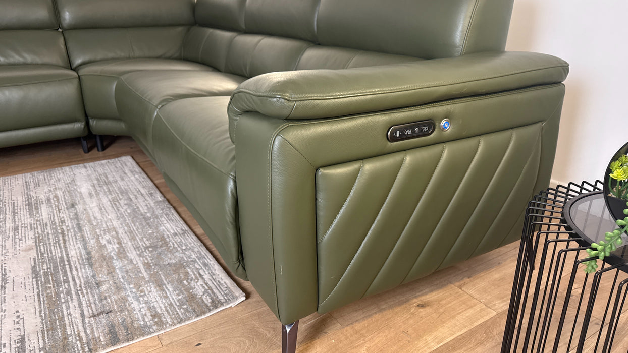 Sofology The Fratelli Leather Recliner 3 Corner 3 in Dark Olive