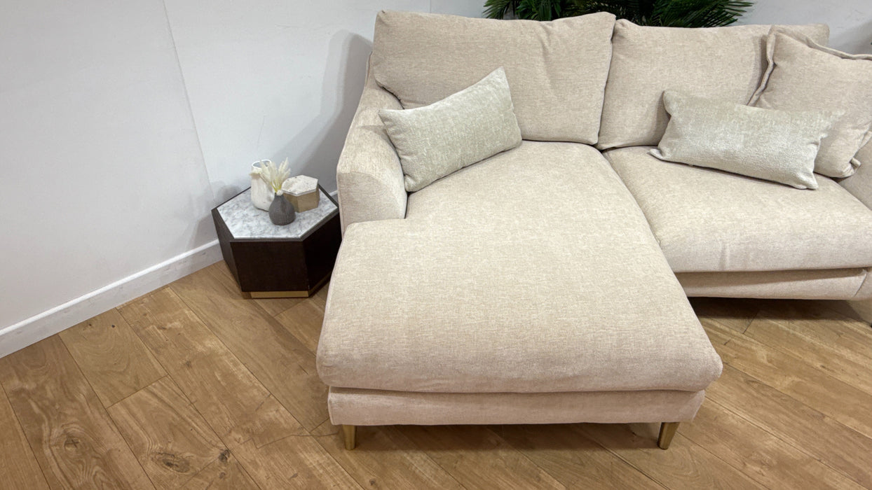 Sofology Mayfair Fabric Chaise 3 Seater Foam Seats in Linen Look Chenille Natural