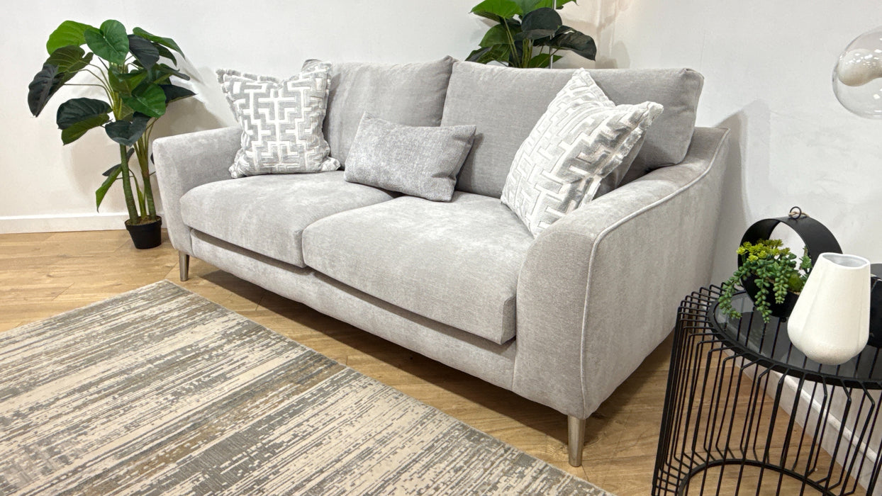 Sofology Mayfair Fabric 3 Seater Foam Seats in Soft Chenille Silver/Silver Mix