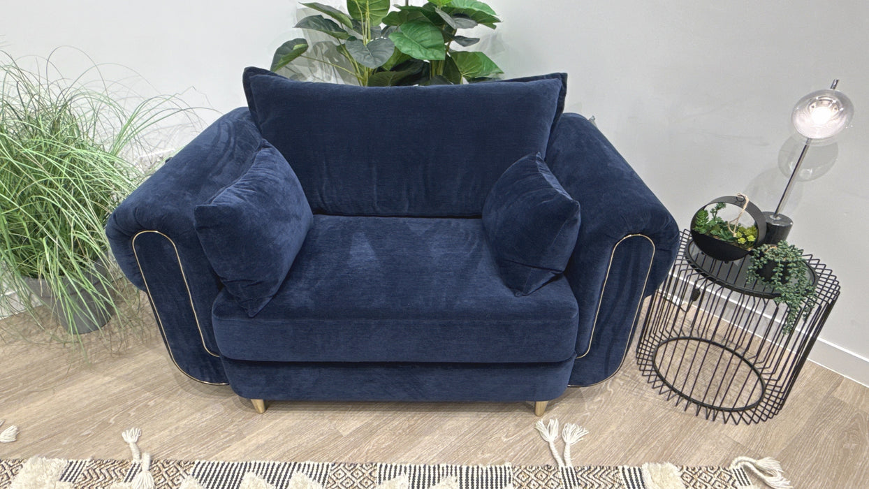 Sofology Chamonix Fabric Loveseat in Chenille Navy