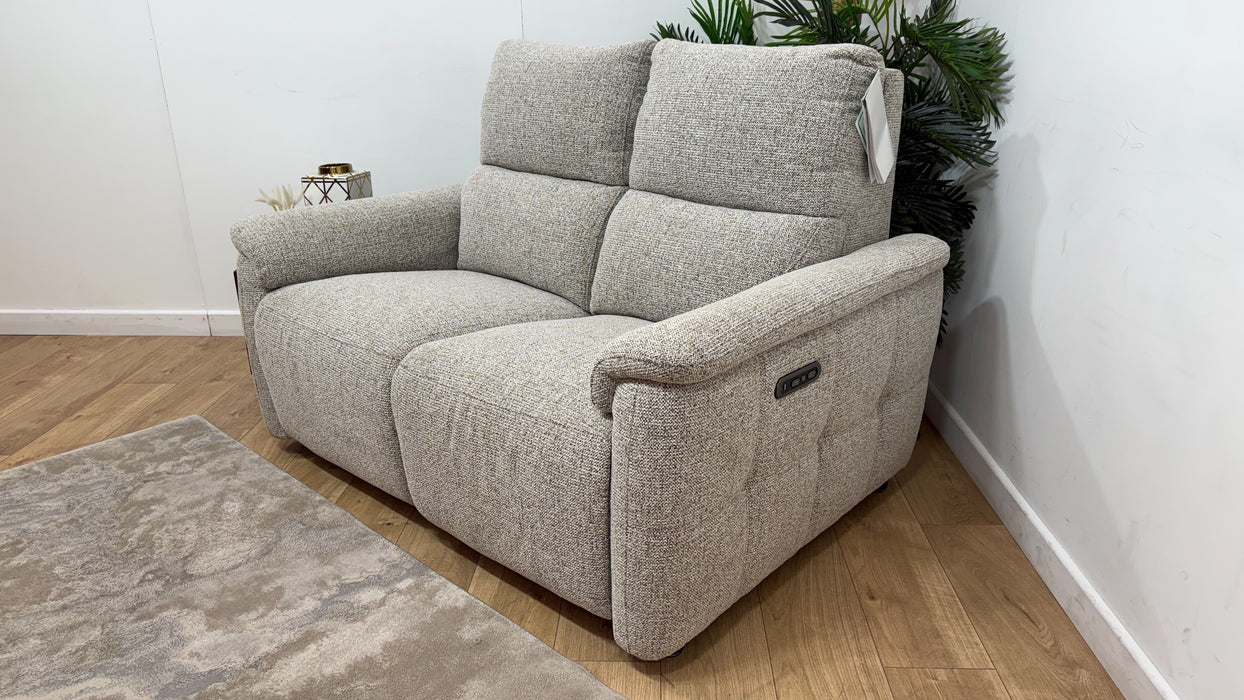 Sofology Ripley Fabric 2 Seater Power Recliner/Headrest in Woven Textured Mocha