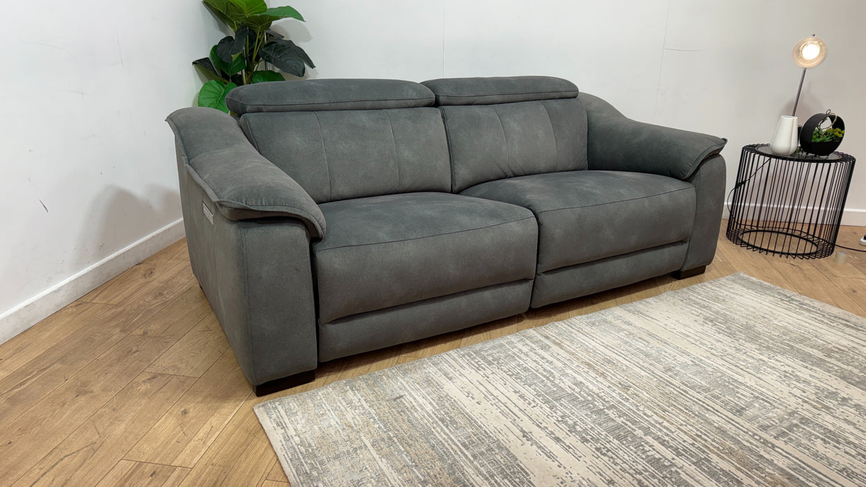 Sofology Carrera Fabric 2.5 Seater Power Recliner/Headrest in Lifestyle Flecked Mineral Green