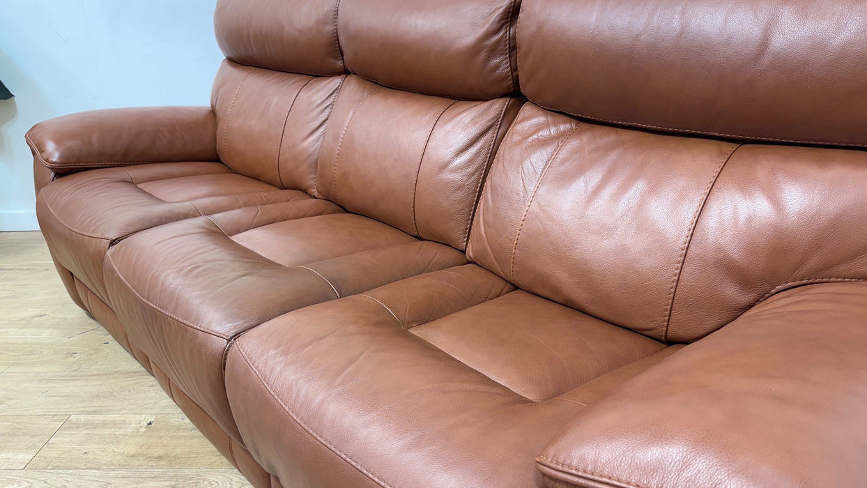 Sofology Radley Leather 3 Seater Split Triple Power Recliner in Metz Caramel