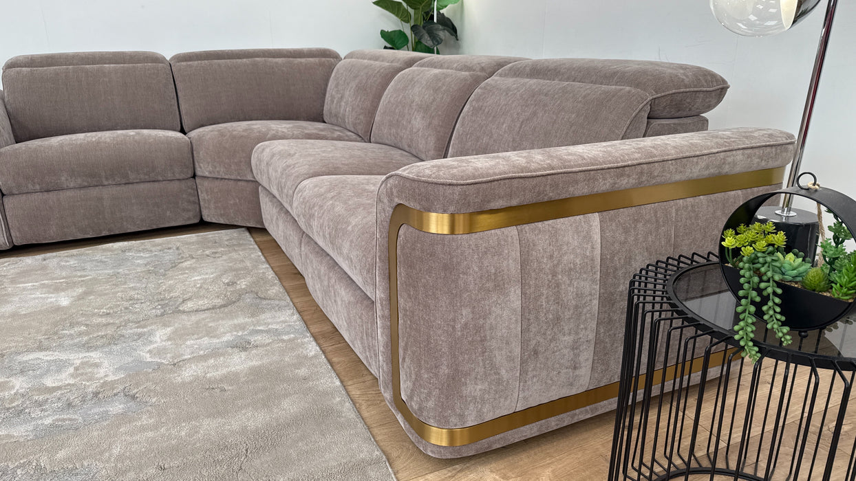 Sofology The Plaza 1.5 Corner 3 Fabric Recliner in Relaxed Chenille Nutmeg