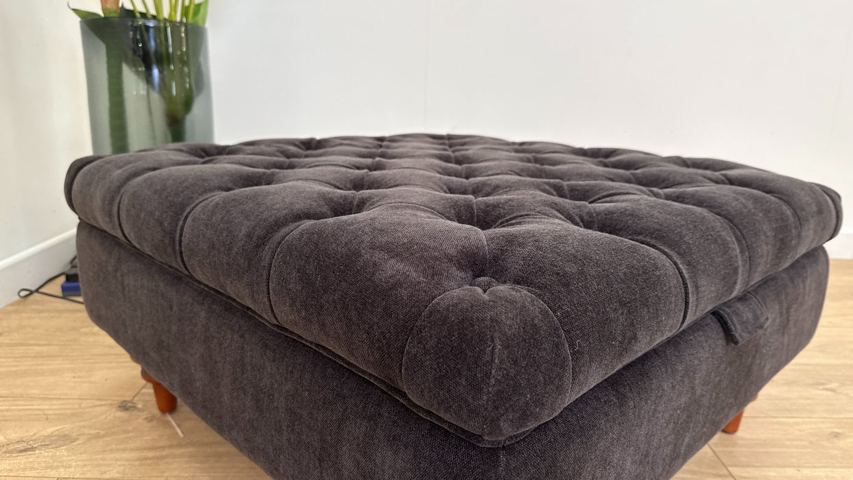 Sample Fabric Designer Storage Footstool in Relaxed Chenille Raisin