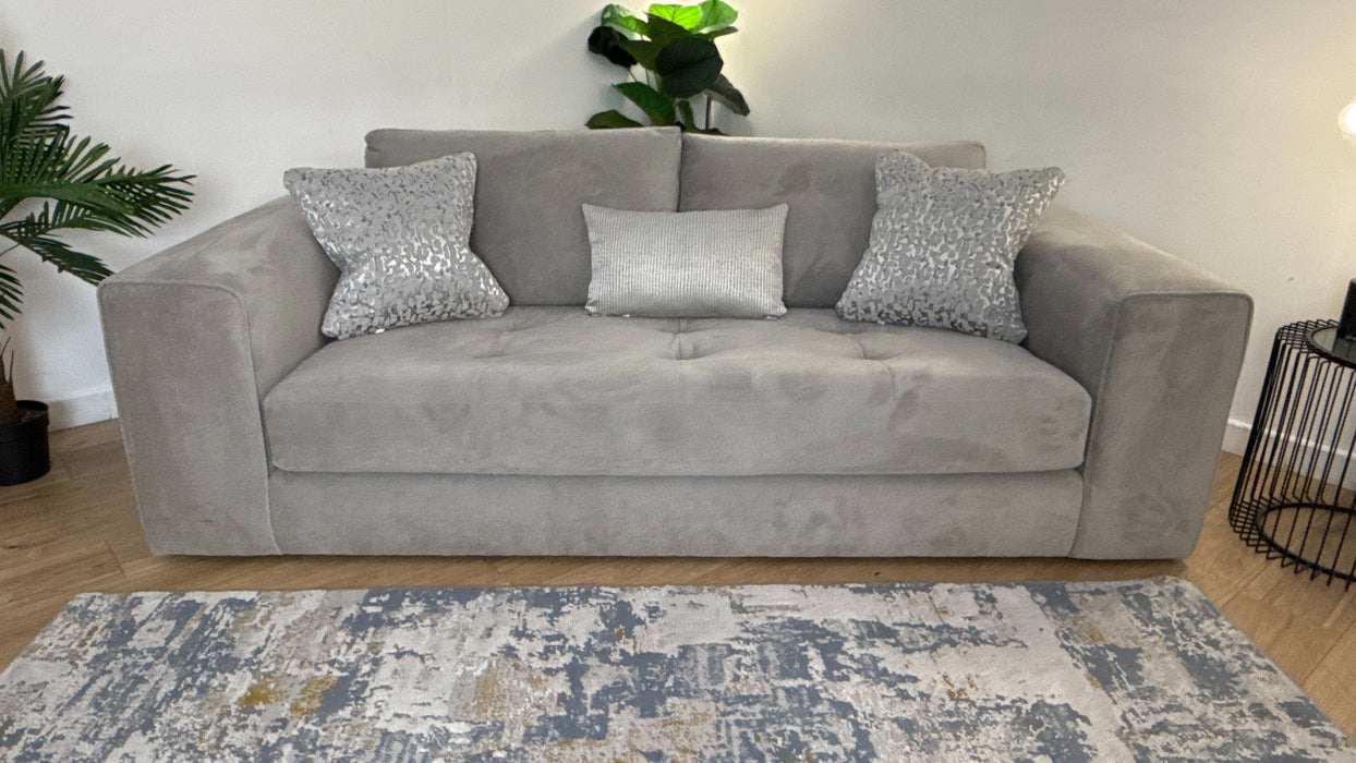 Sofology Ascot Fabric 4 Seater Bench Seat in Soft Sherpa Latte Mix