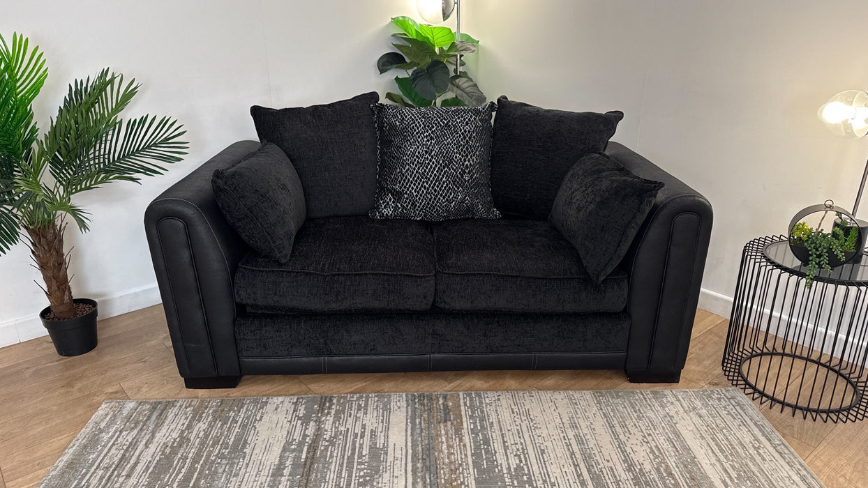 DFS Ollie 2 Seater Sofabed Fabric Sofa in Black/Charcoal Mix