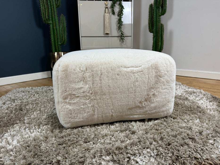 Eski Fabric Designer Foostool - Fur Ivory - ( WA2 )