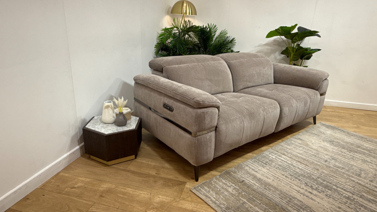 Sofology Milan Fabric 2.5 Seater Power Recliner/Headrest with Trim in Relaxed Chenille Nutmeg