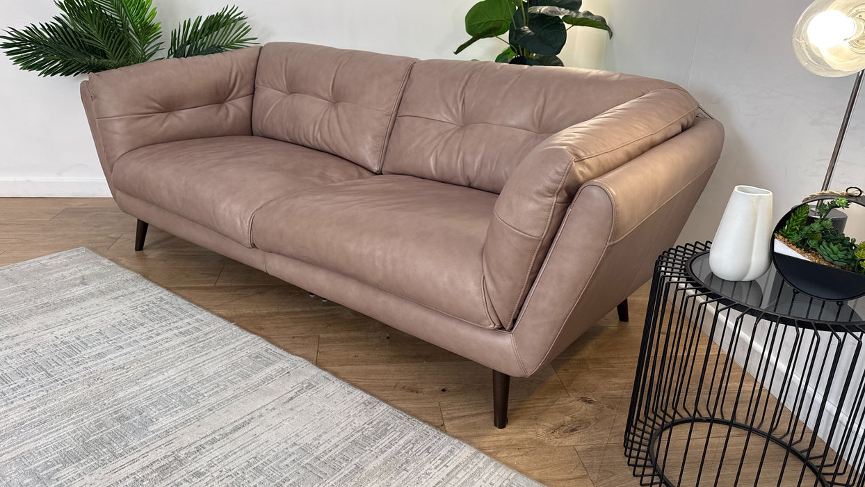 Sofology Hygge Leather 4 Seater Split in Relaxed Soft Stone