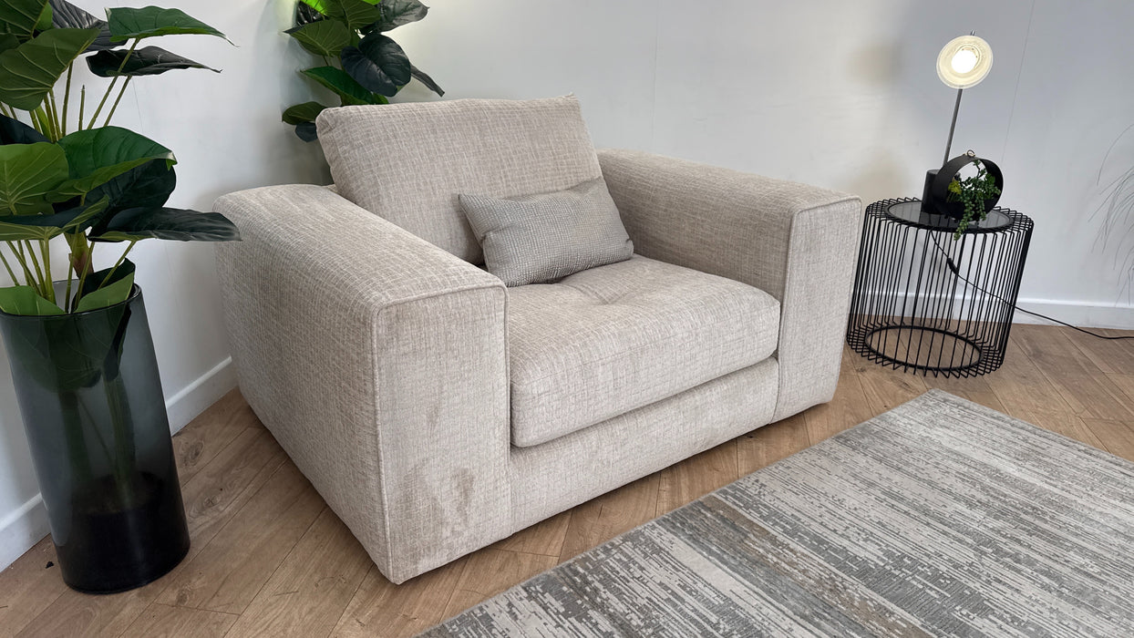 Sofology Ascot Fabric Loveseat in Texture Chenille Natural Mix