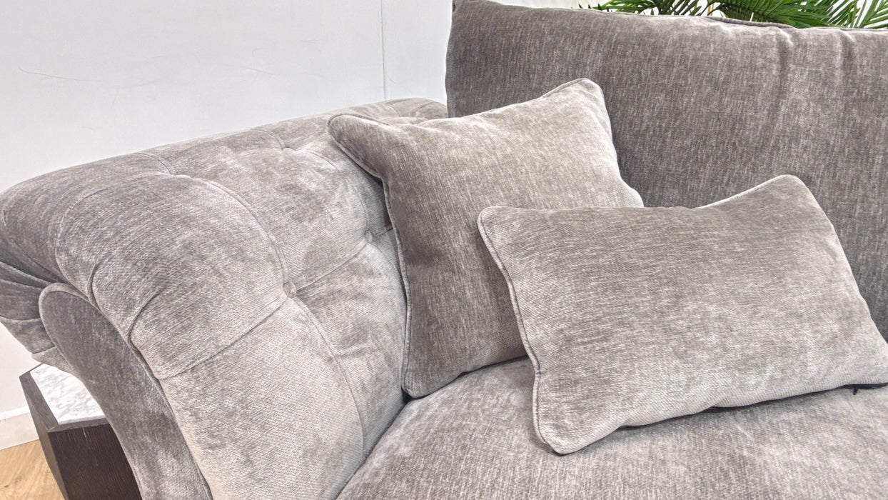 Sofology Highgrove Fabric Loveseat Full Back Extra Flex in Luxury Deep Pile Chenille Grey