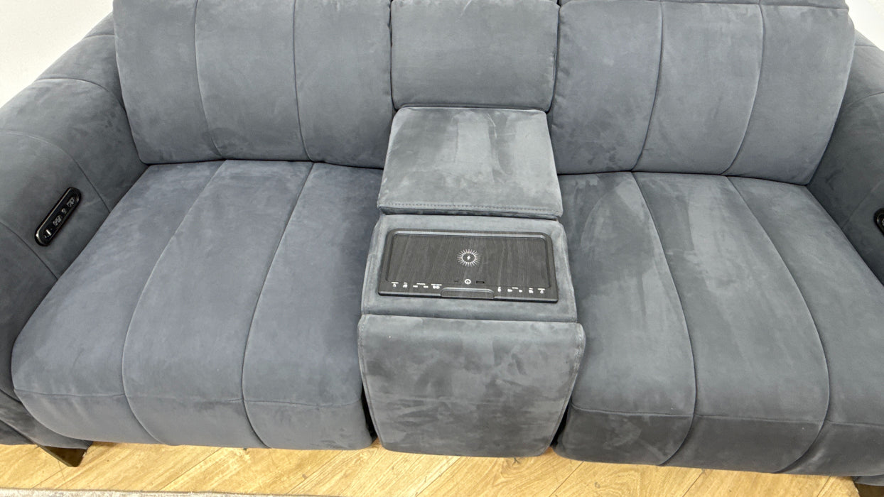 Sofology The Paramount 2 Seater Console Power Recliner/Headrest in Lifestyle Flecked Fabric Charcoal