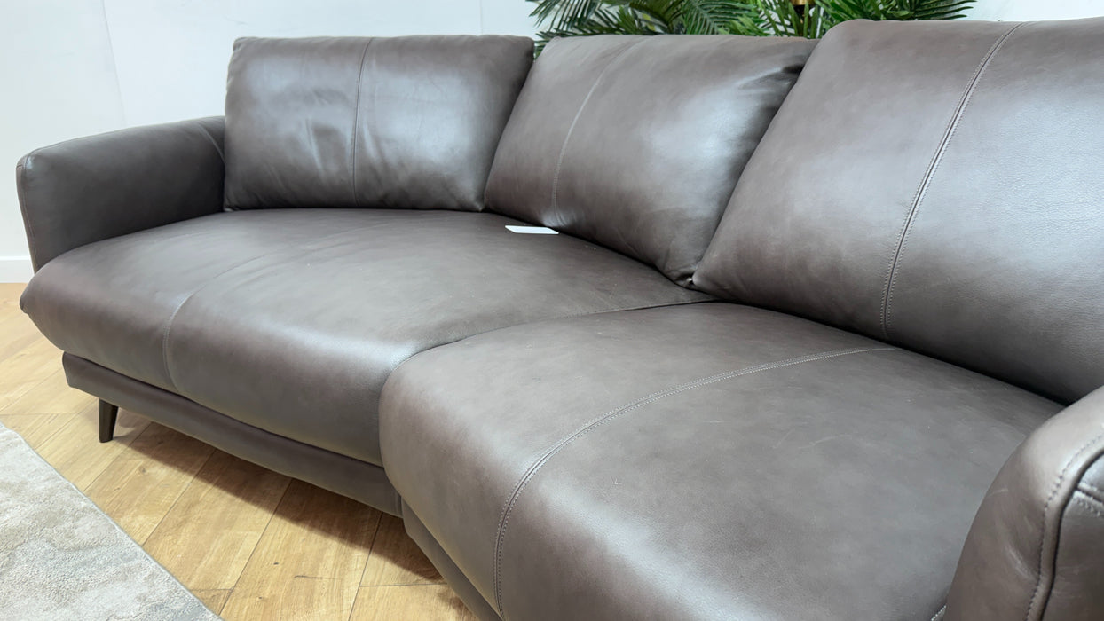 Sofology Adler Leather Asymmetric 3 Seater in Relaxed Soft Black Coffee