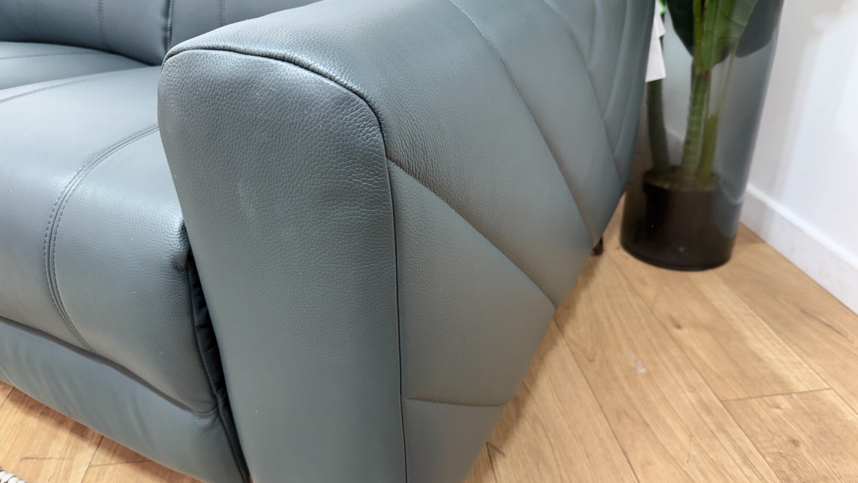 Sofology Allure Leather 2 Seater Power Recliner/Headrest in Trusty Embossed Peacock