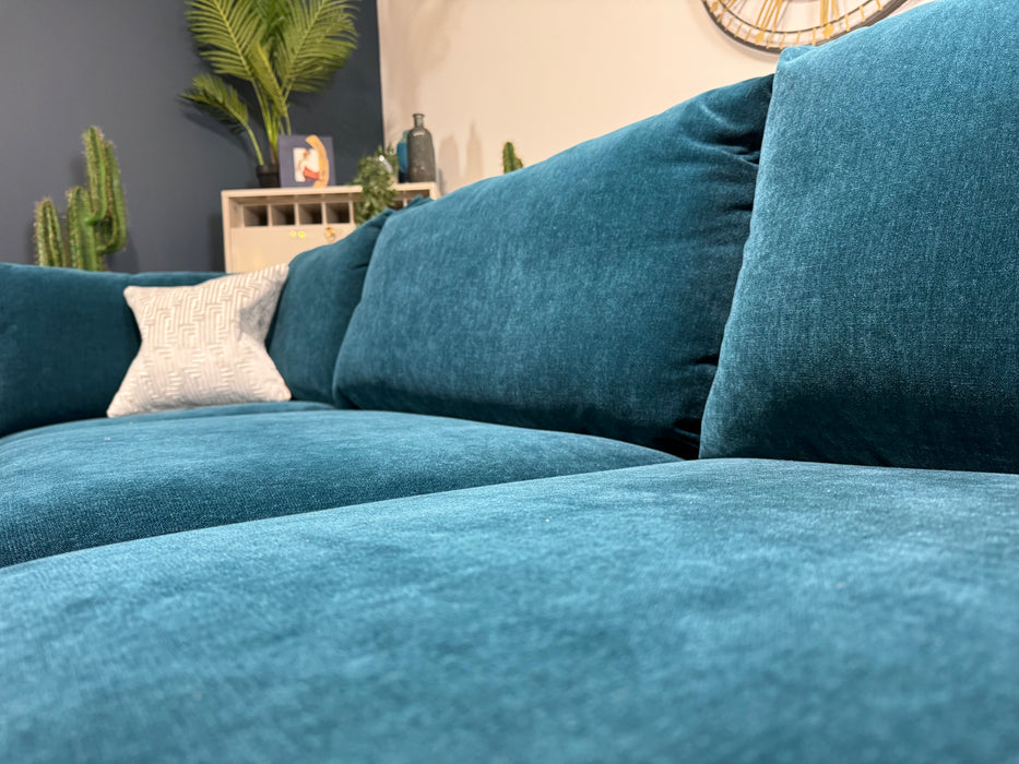 Tallulah Fabric 1 Terminal Corner 3 Seater Soft Chenille Teal (WA2)