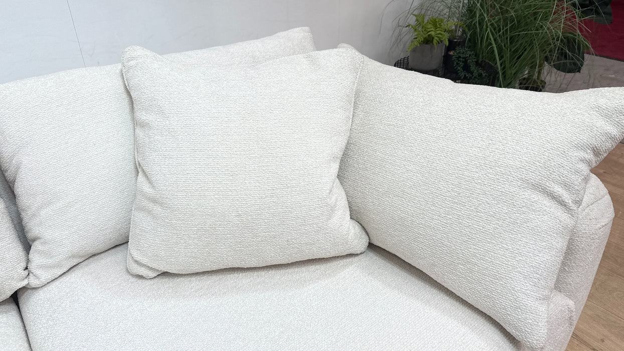 Sofology Westwood Fabric 3 Corner 3 Gold Trim in Soft Boucle Ecru
