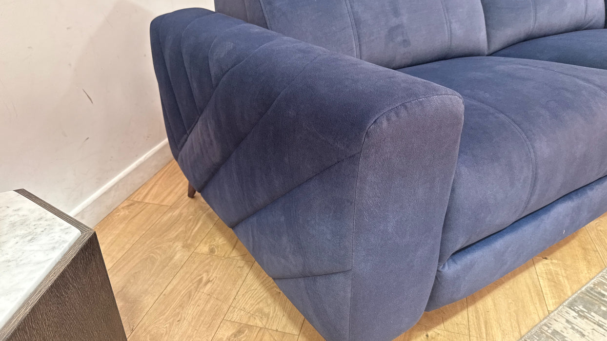 Sofology Allure Fabric 2.5 Seater Power Recliner/Headrest Lumbar Support in Lifestyle Flecked Navy