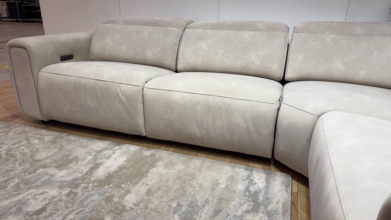 Sofology Premiere Fabric 3 Corner 1.5 Power Recliner/Headrest in Lifestyle Flecked Ivory