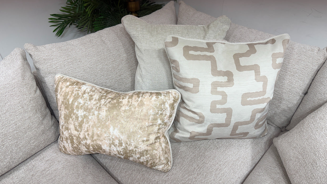 Sofology Westwood Fabric 3 Corner 1 Gold Trim in Soft Boucle Blush Mix