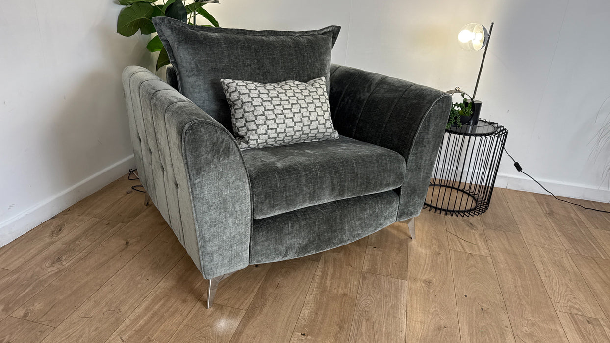 Sofology Luella Fabric Chair in Luxe Chenille Alpine Green