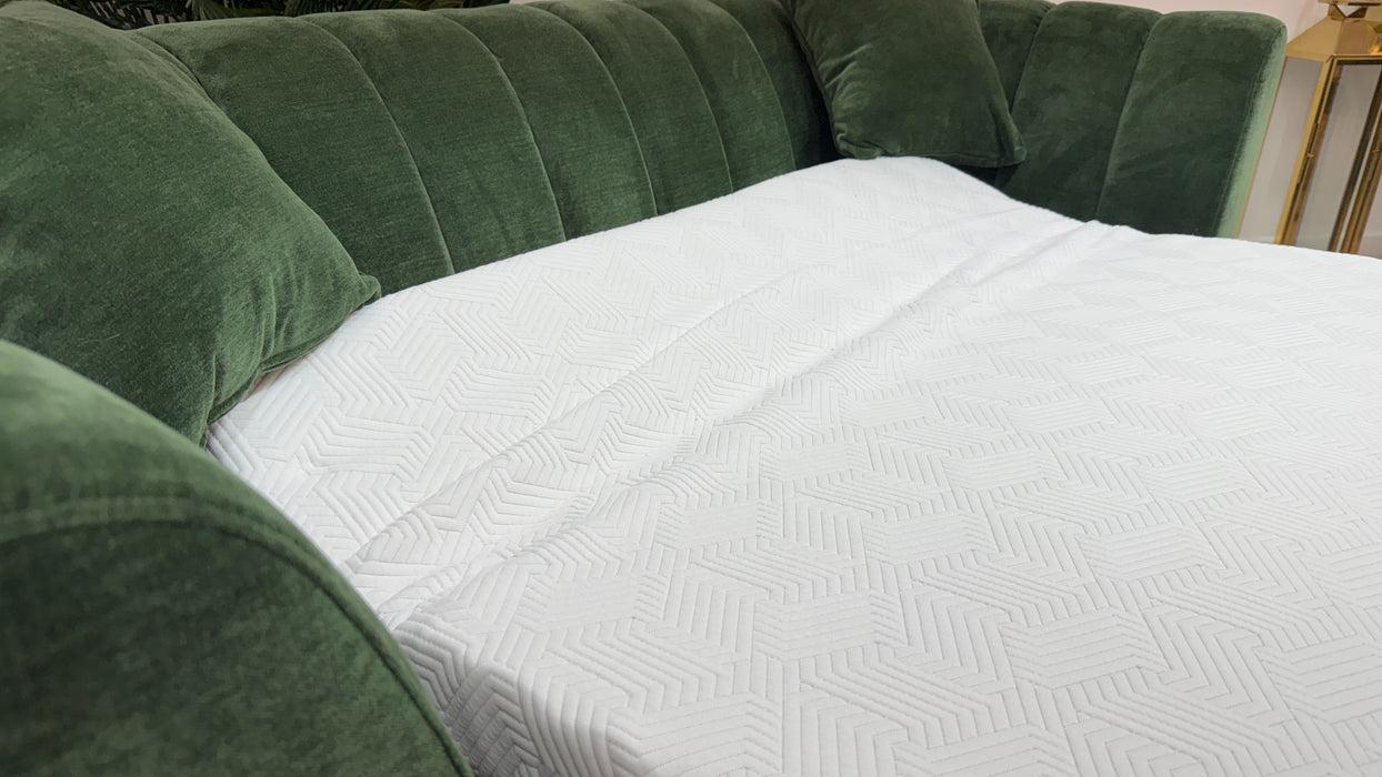 Sofology Downtown Fabric 3 Seater Sofabed Zoned Memory Foam Mattress in Soft Chenille Moss