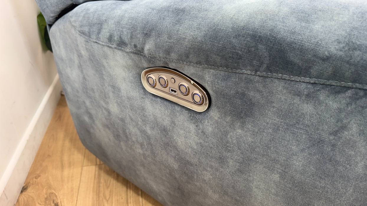Sofology Radleigh Fabric 2 Seater Power Recliner/Headrest in Decent Teal