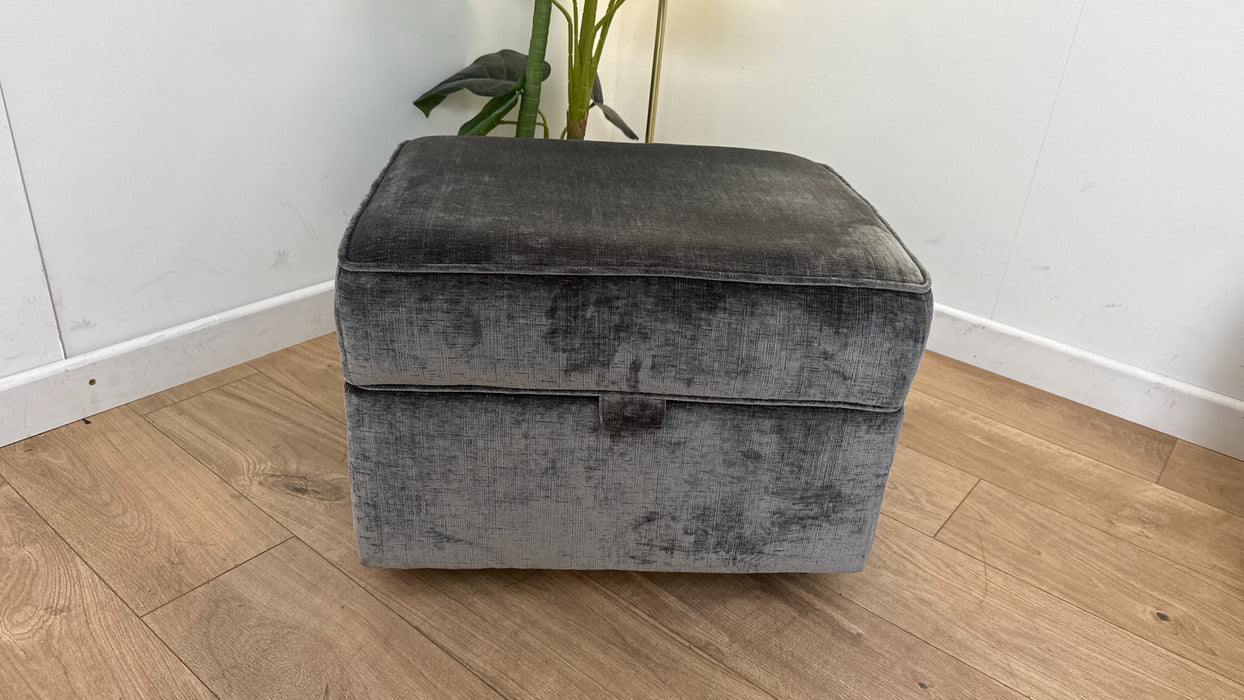 Sofology The Georgio Fabric Footstool in Luxe Chenille Grey All Over