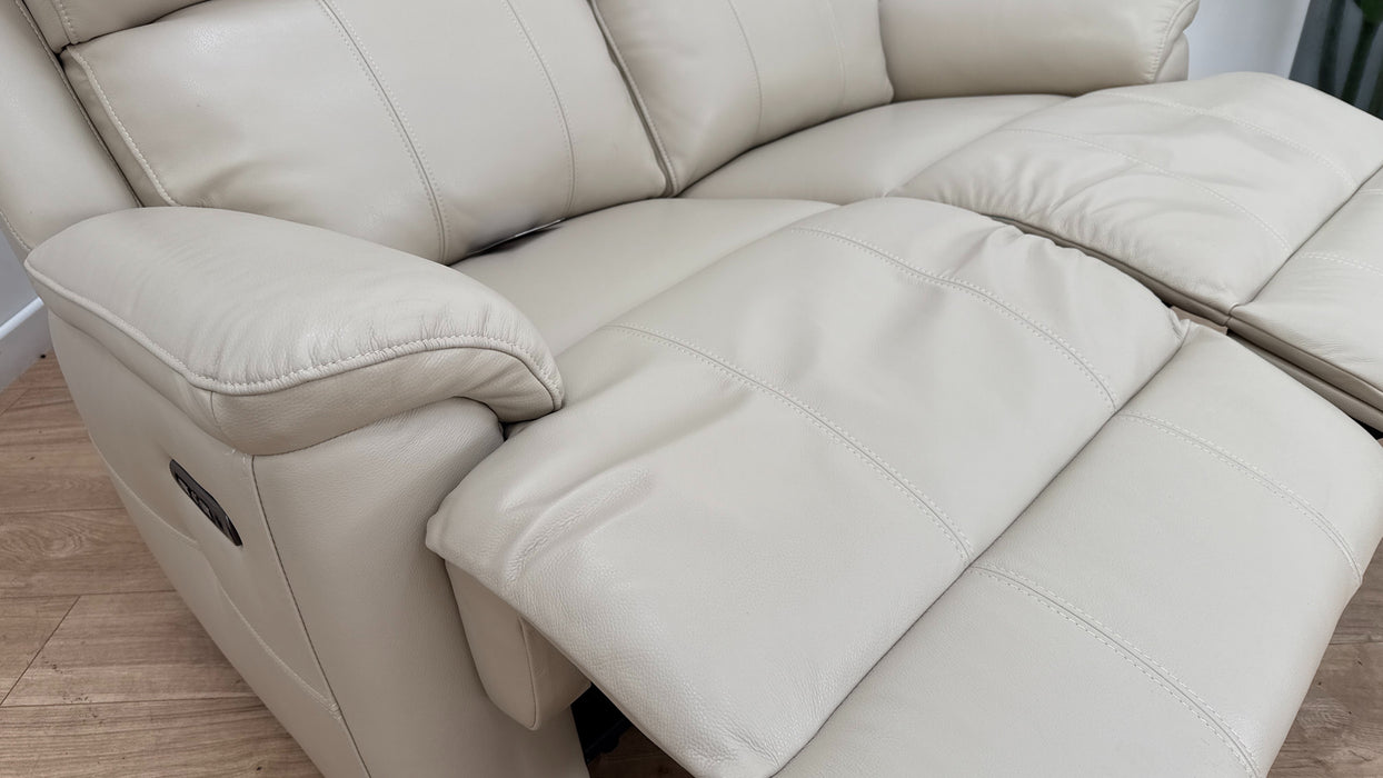 Sofology Gracie Leather 2 Seater Power Recliner/Headrest in Trusty Sheen Bone China